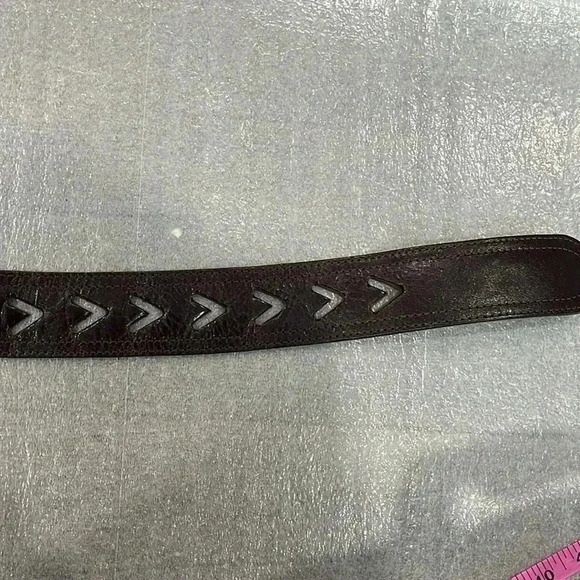 [L]Suzi Roher Brown  Leather Arrow/Heart Patterned WMN Belt - Picture 6 of 9
